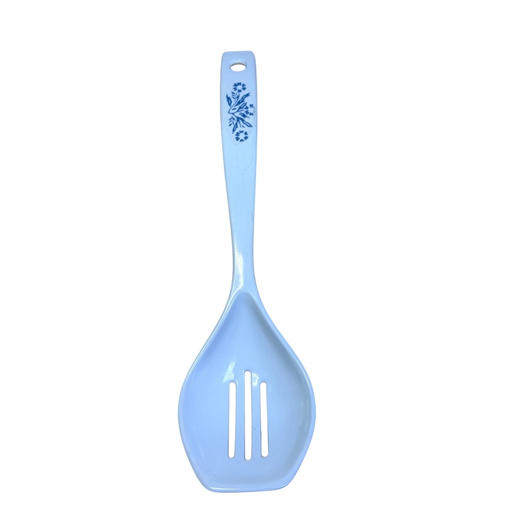 Vtg Blue Cornflower Melamine Slotted Spoon Cooking Utensil S-1076 Taiwan Match